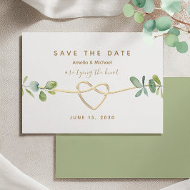 Groen Gouden Hart Bruiloft Save The Date