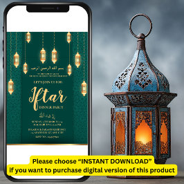 GROEN GOUDEN LANTAARN RAMADAN IFTAR DINER PARTY KAART