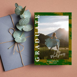 Groen gouden marmeren foto afstudeer aankondiging