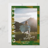 Groen gouden marmeren foto afstudeer aankondiging (Voorkant)