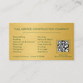 Groen Gouden Metalen Bouwconstructie QR-code Visitekaartje (Achterkant)