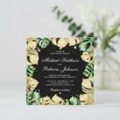 Groen Gouden Monstera Palm Alles in Een Zwarte Huw Kaart (Staand voorkant)