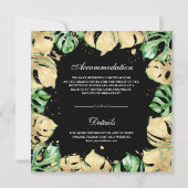 Groen Gouden Monstera Palm Alles in Een Zwarte Huw Kaart (Achterkant)