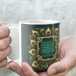 Groen Gouden Pauwframe Aanpasbaar Koffiemok