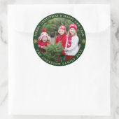 Groen & Gouden Prettig Kerstfeest FOTO Ronde Sticker (Tas)