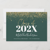 groen gouden script modern elegante afstuderen  kaart (Voorkant)