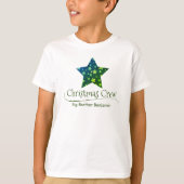 Groen Gouden Ster Matching Modern Kerst Kinder T-shirt (Voorkant)