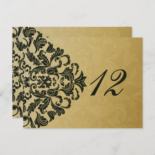 Groen Gouden Tafelnummers briefkaarten (Voorkant / Achterkant)