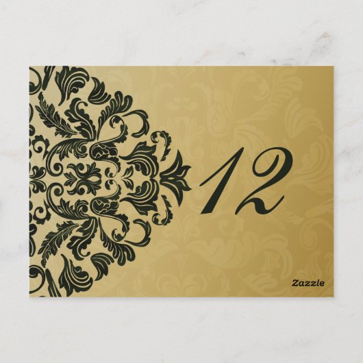 Groen Gouden Tafelnummers briefkaarten (Achterkant)