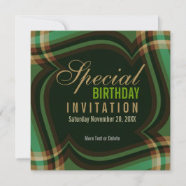 Groen Gouden Tartan Vierkante Uitnodiging