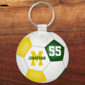 groen gouden team kleuren jongens voetbal sleutelhanger (Voorkant)