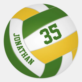 groen gouden team kleuren jongens volleybal ronde sticker