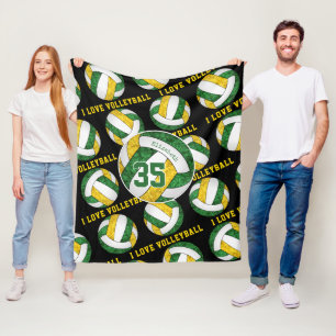 Groen gouden team kleuren meisjes Ik hou van volle Fleece Deken