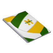groen gouden team kleuren meisjes volleybal notitieboek (Rechterzijde)