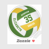groen gouden team kleuren meisjes volleybal sticker (Vel)