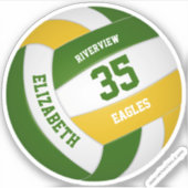 groen gouden team kleuren meisjes volleybal sticker (Voorkant)
