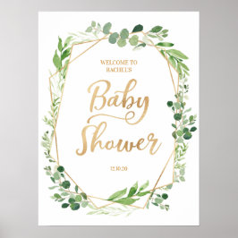 Groen Gouden Terrarium Baby Shower Welkomstbord Poster