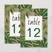 Groen, gouden tropische bladeren trouwlijstnummer kaart (Voorkant / Achterkant)