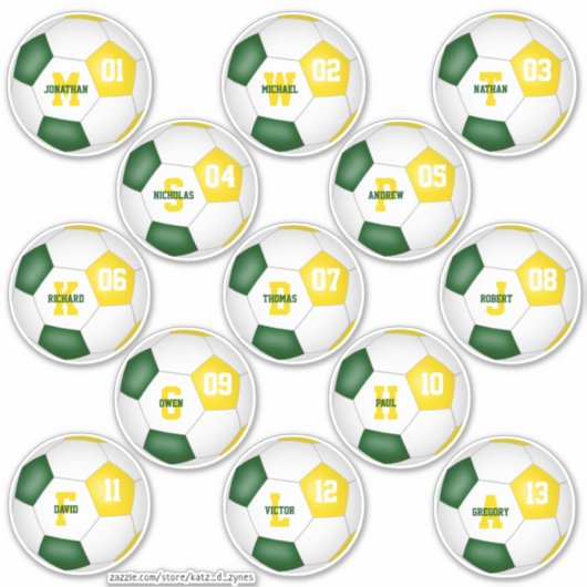 groen gouden voetbal 13 individueel gepersonalisee sticker (Voorkant)