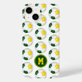 Groen gouden voetballen patroon monogram Case-Mate iPhone case (Achterkant)