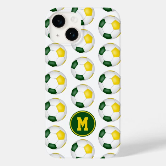 Groen gouden voetballen patroon monogram Case-Mate iPhone case (Achterkant)