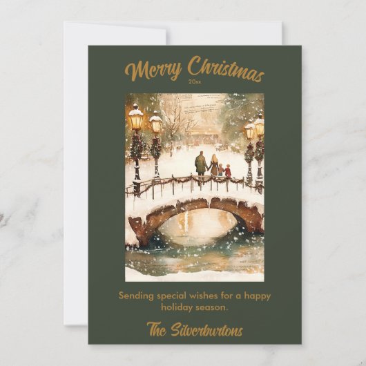  groen, gouden Waterverf kerststal (Voorkant)