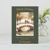  groen, gouden Waterverf kerststal (Staand voorkant)