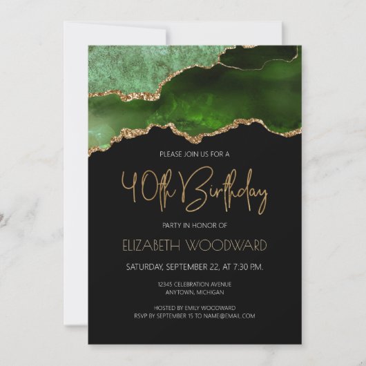 Groen goudgeagaat Geode 40e verjaardag Kaart (Voorkant)