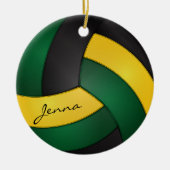 Groen, goudgeel en zwart 🏐 keramisch ornament (Voorkant)