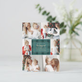 Groen goudgesteente niet traditioneel fotocollage feestdagenkaart (Staand voorkant)