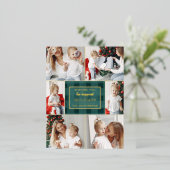 Groen goudgesteente niet traditioneel fotocollage folie feestdagen briefkaart (Staand Voorkant)