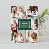 Groen goudgesteente niet traditioneel fotocollage folie feestdagenkaart (Staand Voorkant)