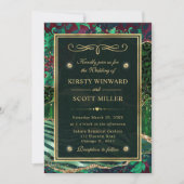 Groen goudglitter Oerwoud Agate Wedding Kaart (Voorkant)