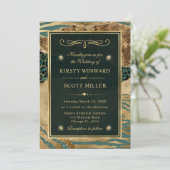 Groen goudglitter Oerwoud Agate Wedding Kaart (Staand voorkant)