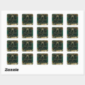 Groen goudglitter Oerwoud Agate Wedding Vierkante Sticker (Vel)