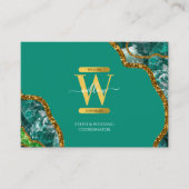 Groen goudgrijs Geode Glitter Monogram QR Code Visitekaartje (Voorkant)