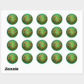 Groen goudKeltische Damask Envelope Seal Ronde Sticker (Vel)