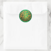 Groen goudKeltische Damask Envelope Seal Ronde Sticker (Tas)