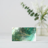 Groen goudmarmer Agate Monogram iinitial geode Visitekaartje (Staand voorkant)