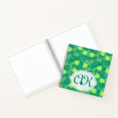 Groen goudmonogram Vette rozen Notitieboek (Binnen)