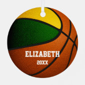 groen goudteam kleuren jongens basketbal metalen ornament (Achterkant)