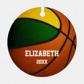 groen goudteam kleuren jongens basketbal metalen ornament (Voorkant)