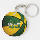 groen goudteam kleuren jongens basketbal sleutelhanger (Achterkant)