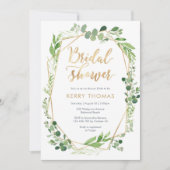 Groen goudterrarium Bridal Shower Invitation Kaart (Voorkant)