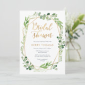 Groen goudterrarium Bridal Shower Invitation Kaart (Staand voorkant)