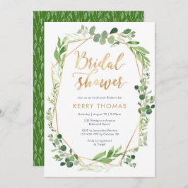 Groen goudterrarium Bridal Shower Invitation Kaart