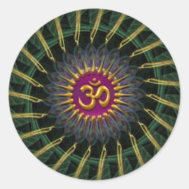 Groen + goudwervelkolom Golden (Aum) Ronde Sticker