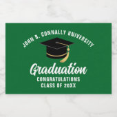 Groen Graduation Party Custom Afstuderen Sparkling Wijnetiket (Enkel label)
