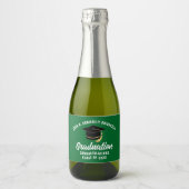 Groen Graduation Party Custom Afstuderen Sparkling Wijnetiket (Voorkant)