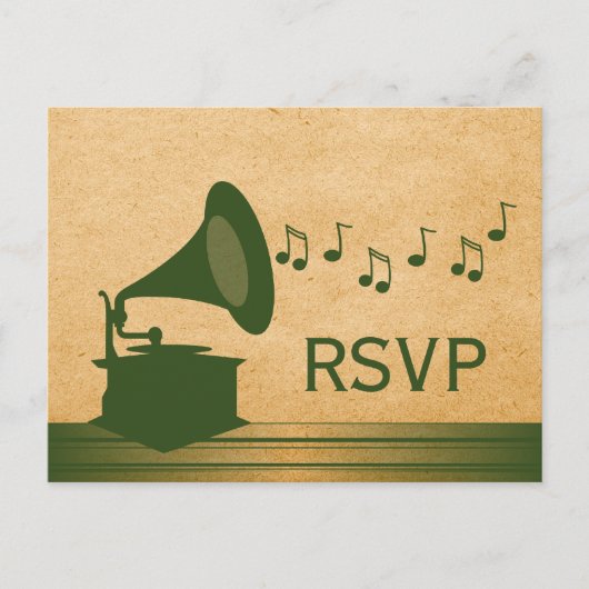Groen  Gramophone RSVP Briefkaart (Voorkant)